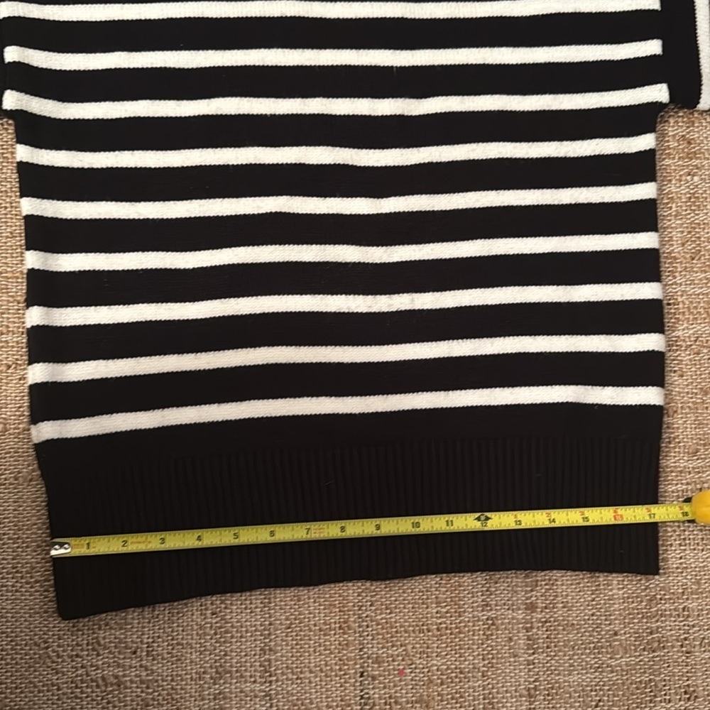 Black and White Striped Crew Neck Sweater Knit - Picture 6 of 6